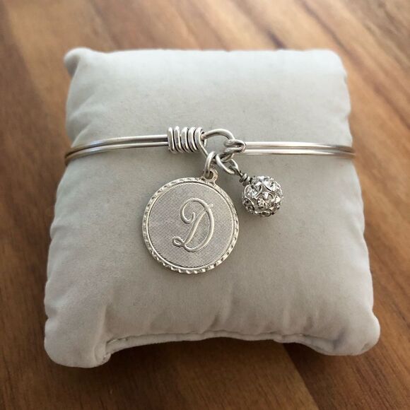 John Wind | Mini Sorority Gal “D” Initial Bangle | Silver Plated | 2.5” Diameter - Picture 3 of 3